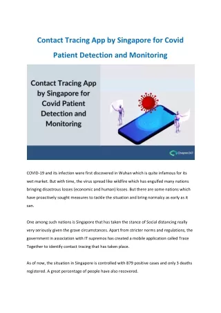 Contact Tracing App by Singapore for Covid Patient Detection and Monitoring