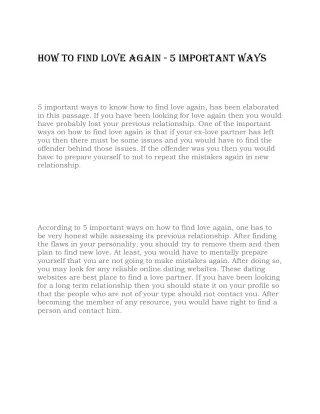 how to find love again 5 important ways