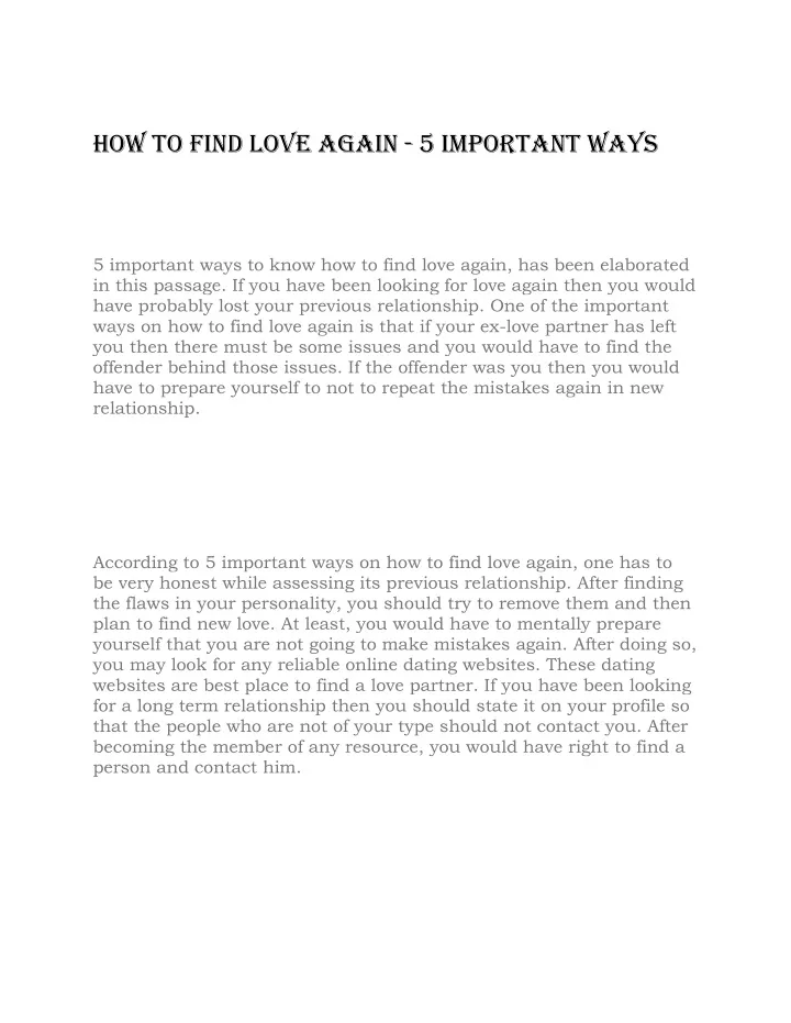 how to find love again 5 important ways