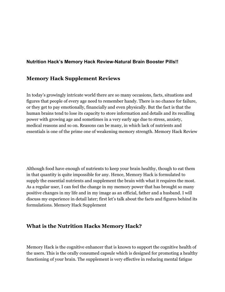 nutrition hack s memory hack review natural brain