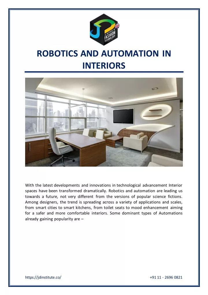 robotics and automation in interiors