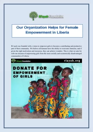 Our Organization Helps for Female Empowerment in Liberia