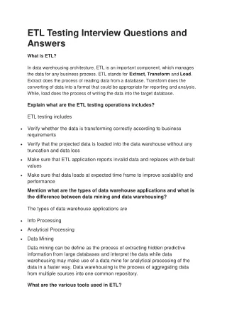 ETL Interview Questions and Answers