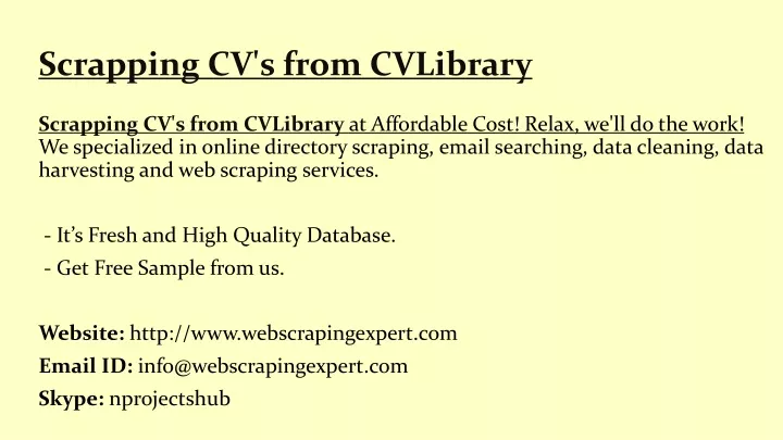 scrapping cv s from cvlibrary