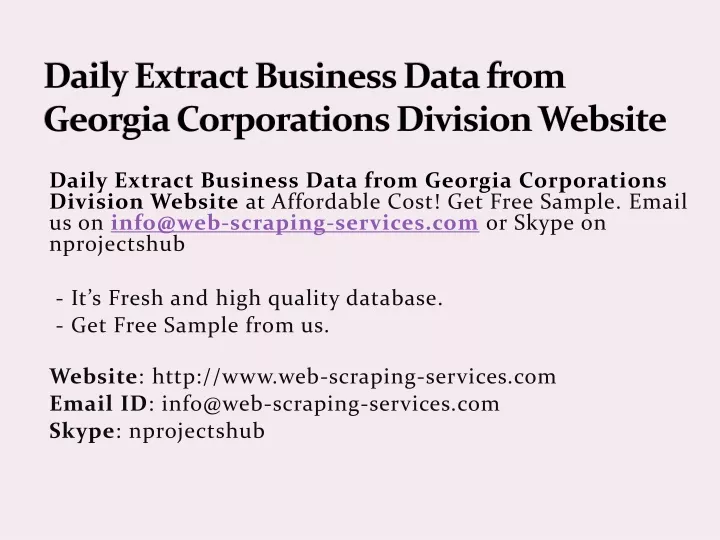 daily extract business data from georgia corporations division website