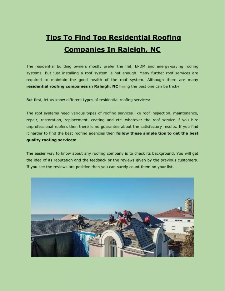 tips to find top residential roofing