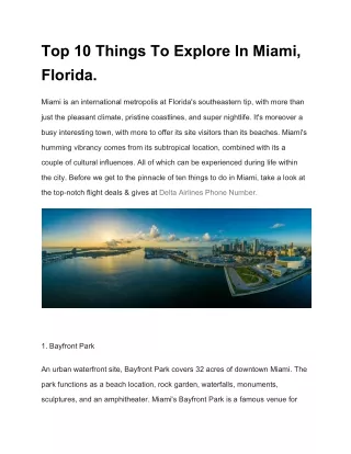 Top 10 Things To Explore In Miami, Florida.