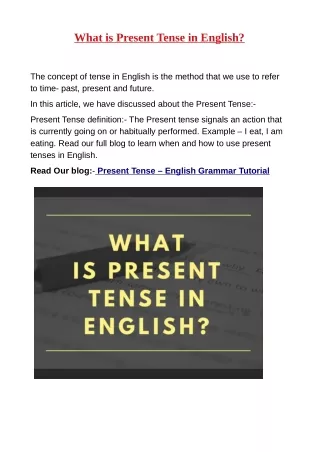 what is present tense in english