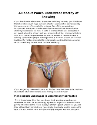 All about Pouch underwear worthy of knowing