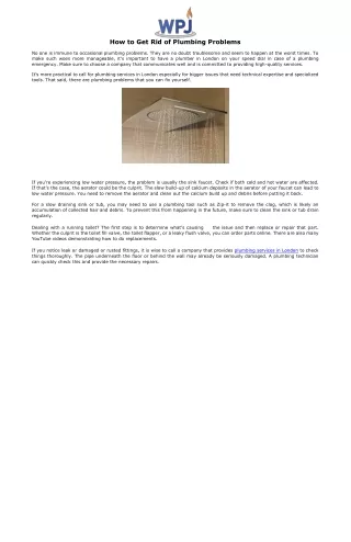 how to get rid of plumbing problems