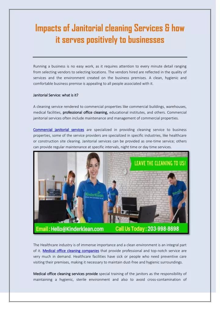 impacts of janitorial cleaning services