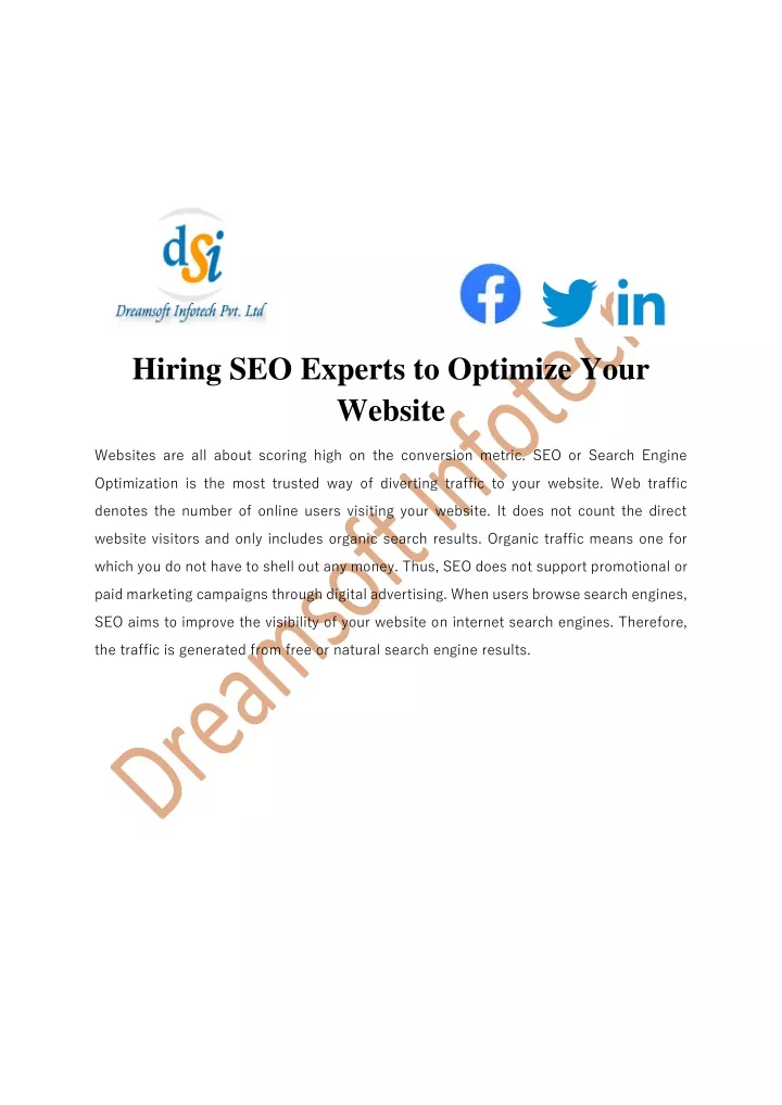 hiring seo experts to optimize your website