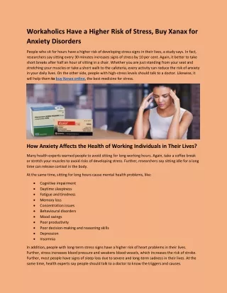 workaholics have a higher risk of stress