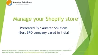 manage your shopify store