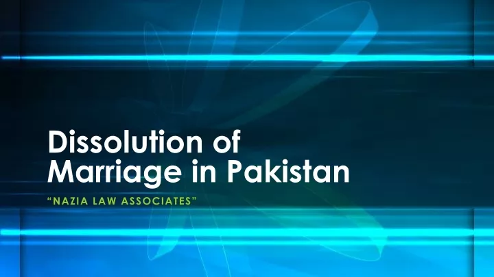 dissolution of marriage in pakistan