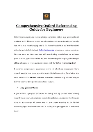 Comprehensive Oxford Referencing Guide for Beginners
