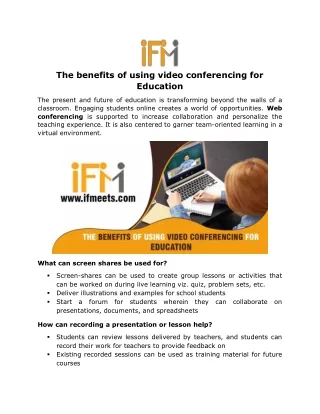 the benefits of using video conferencing