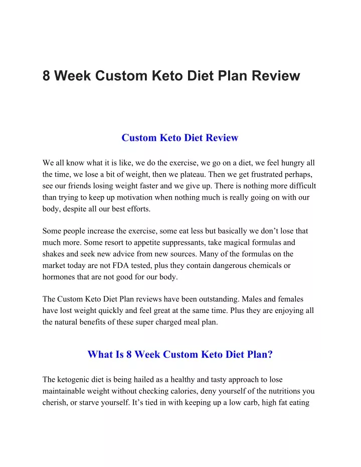 8 week custom keto diet plan review