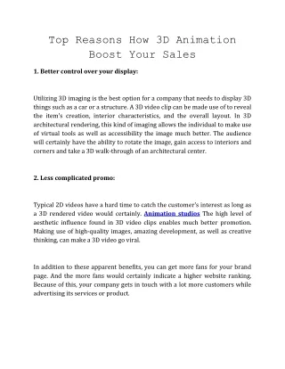 top reasons how 3d animation boost your sales