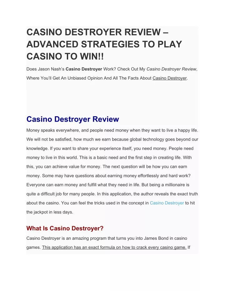 casino destroyer review advanced strategies