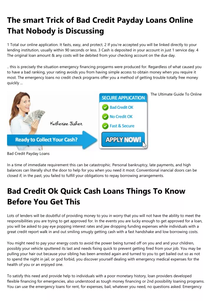 the smart trick of bad credit payday loans online
