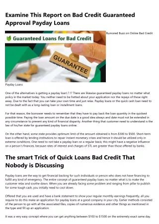 examine this report on bad credit guaranteed