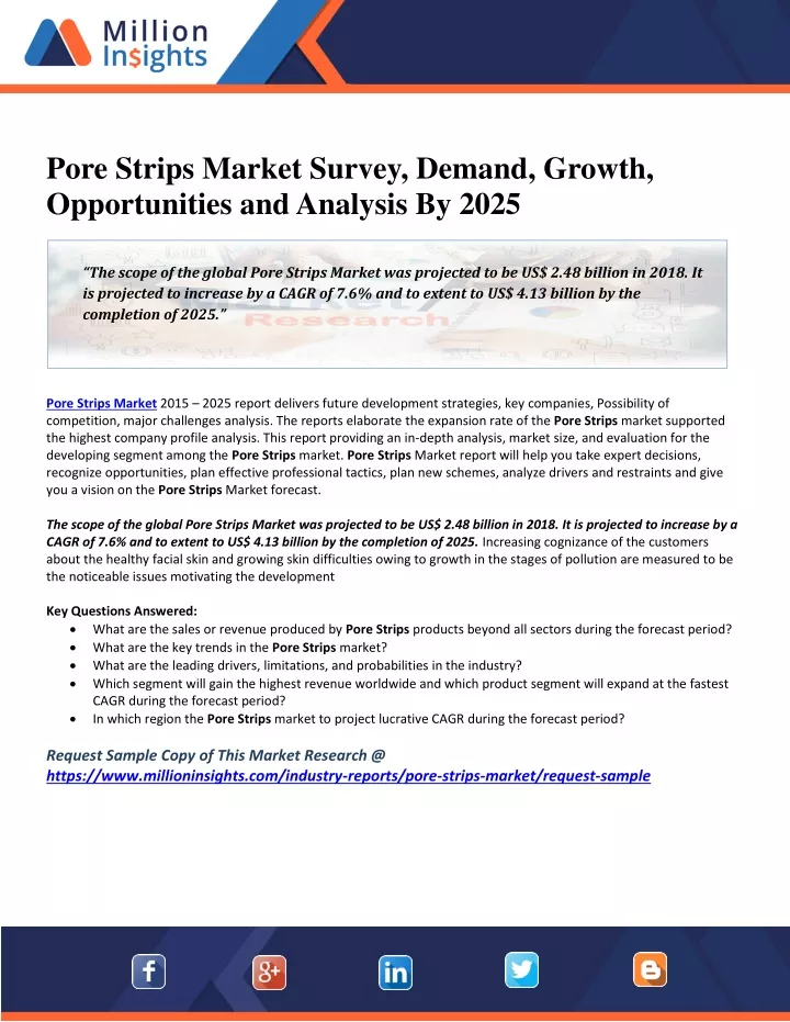pore strips market survey demand growth