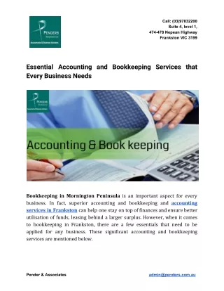 Essential Accounting and Bookkeeping Services that Every Business Needs