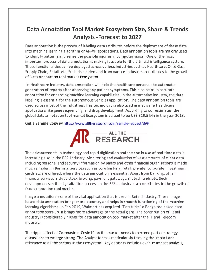 data annotation tool market ecosystem size share