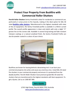 Protect Your Property From Bushfire with Commercial Roller Shutters