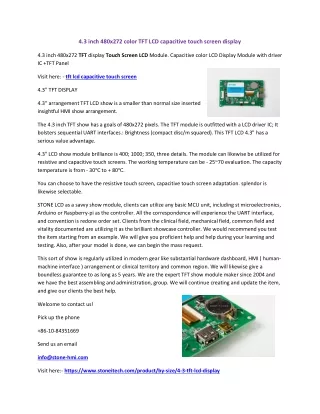 4 3 inch 480x272 color tft lcd capacitive touch