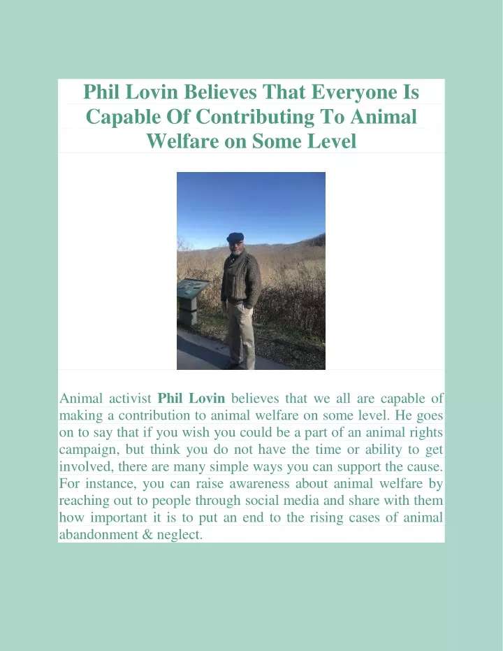 phil lovin believes that everyone is capable