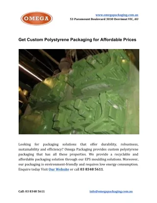 Get Custom Polystyrene Packaging for Affordable Prices