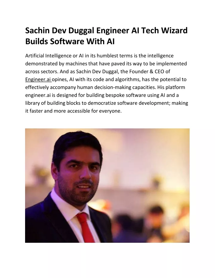 sachin dev duggal engineer ai tech wizard builds software with ai