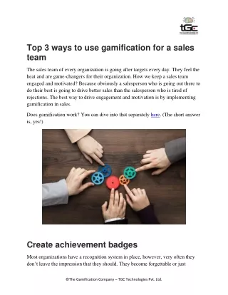 Top 3 ways to use gamification for a sales team