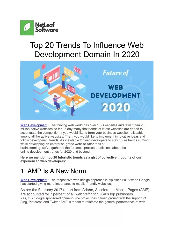 top 20 trends to influence web development domain