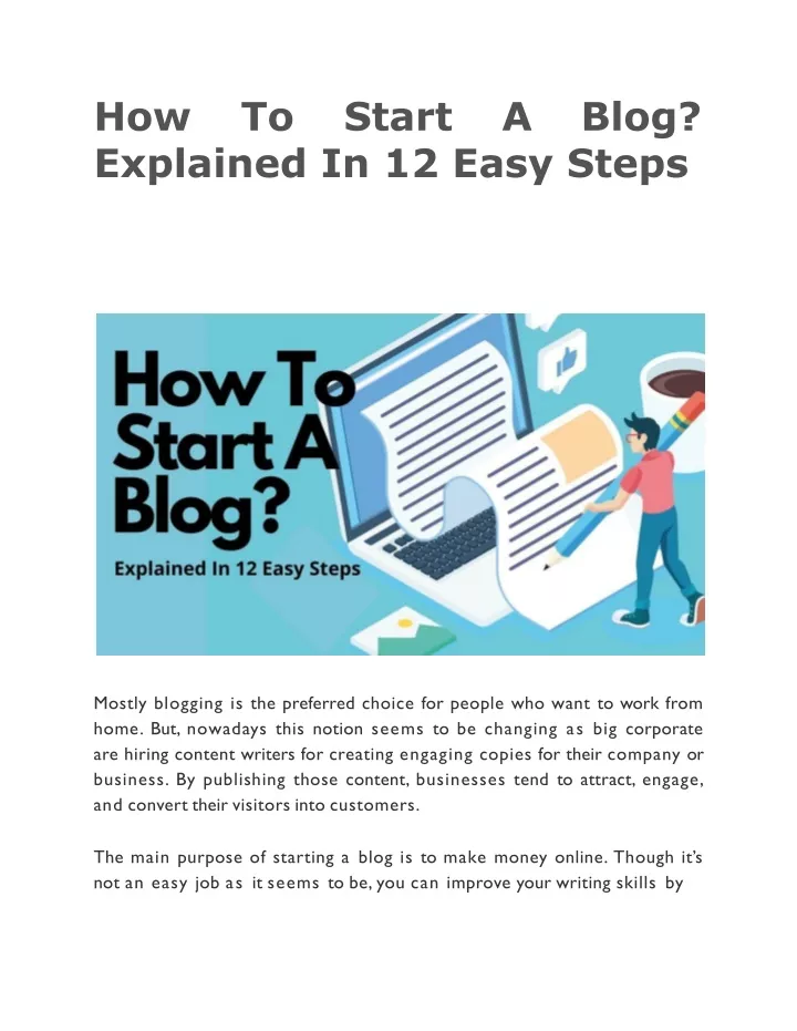 how to start a blog explained in 12 easy steps