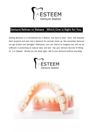 Denture Relines or Rebase? Which One is Right for You?
