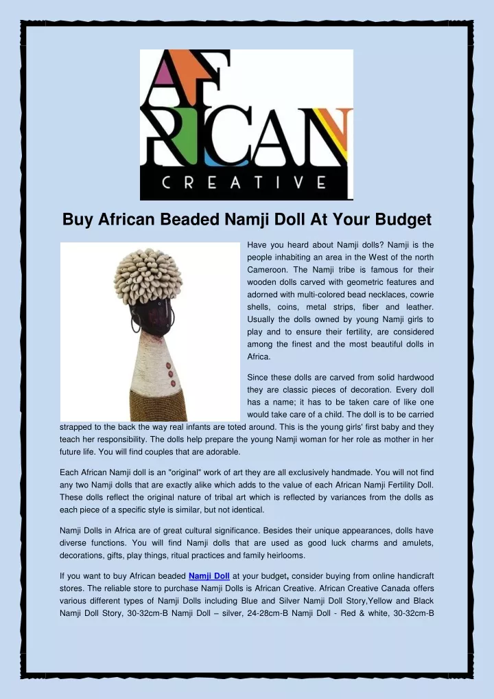buy african beaded namji doll at your budget