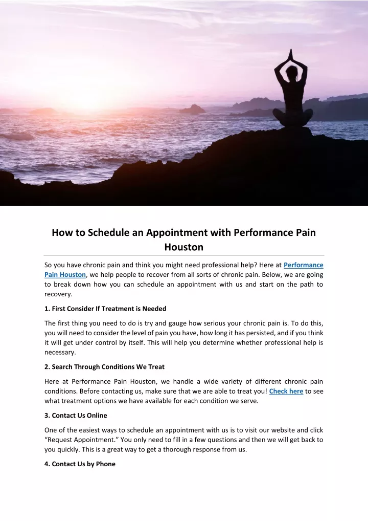how to schedule an appointment with performance