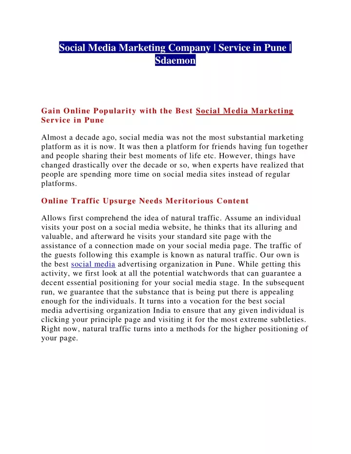 social media marketing company service in pune