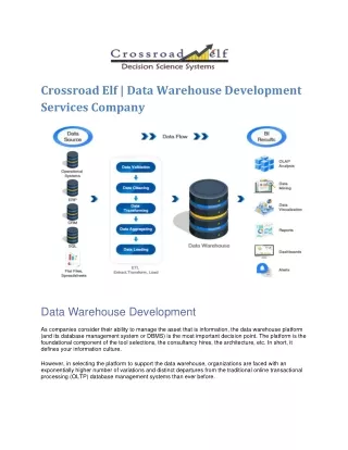 Crossroad Elf | Data Warehouse Services Company in India | Data Warehouse Services in Bangalore