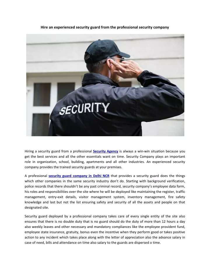 hire an experienced security guard from