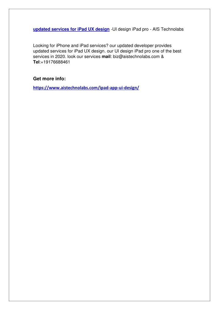 updated services for ipad ux design ui design