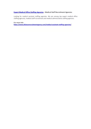 expert medical office staffing agencies medical