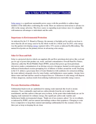 why is solar energy important enwalk