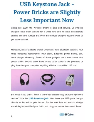usb keystone jack power bricks are slightly less