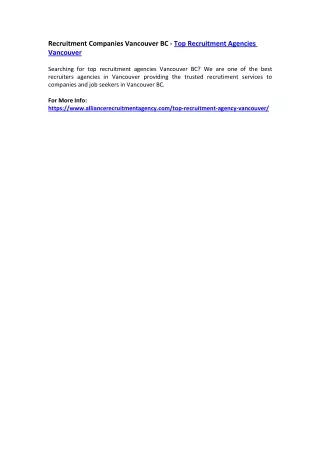recruitment companies vancouver