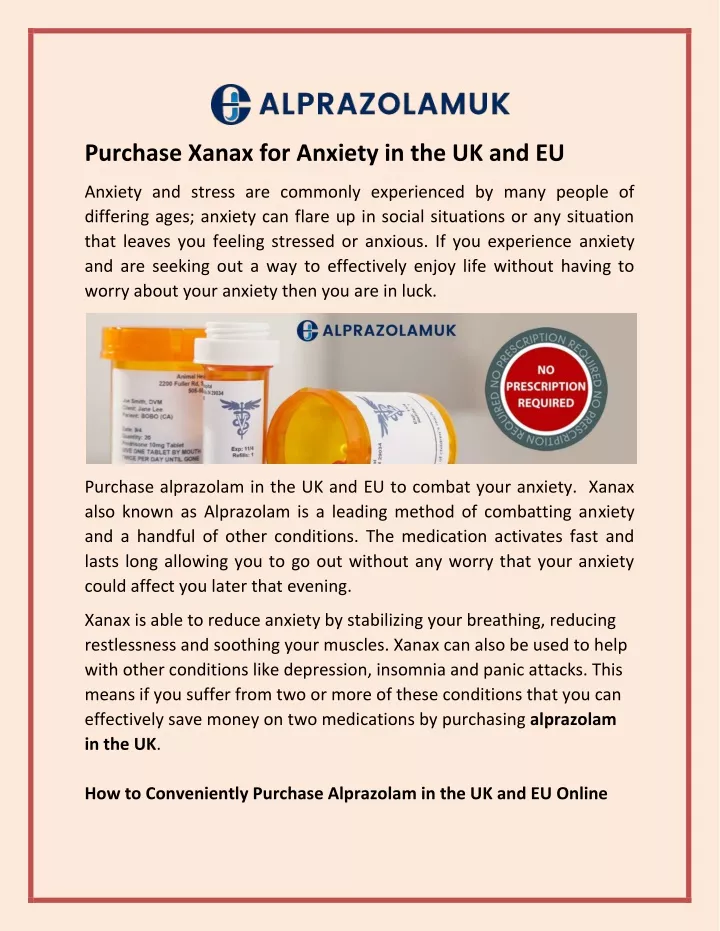 purchase xanax for anxiety in the uk and eu