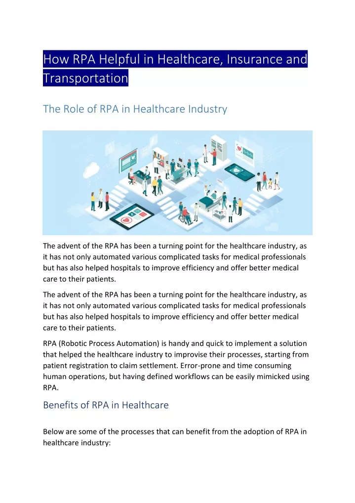 how rpa helpful in healthcare insurance